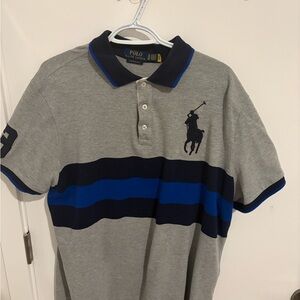 Ralph Lauren Custom Slim Fit Polo in Gray and Blue